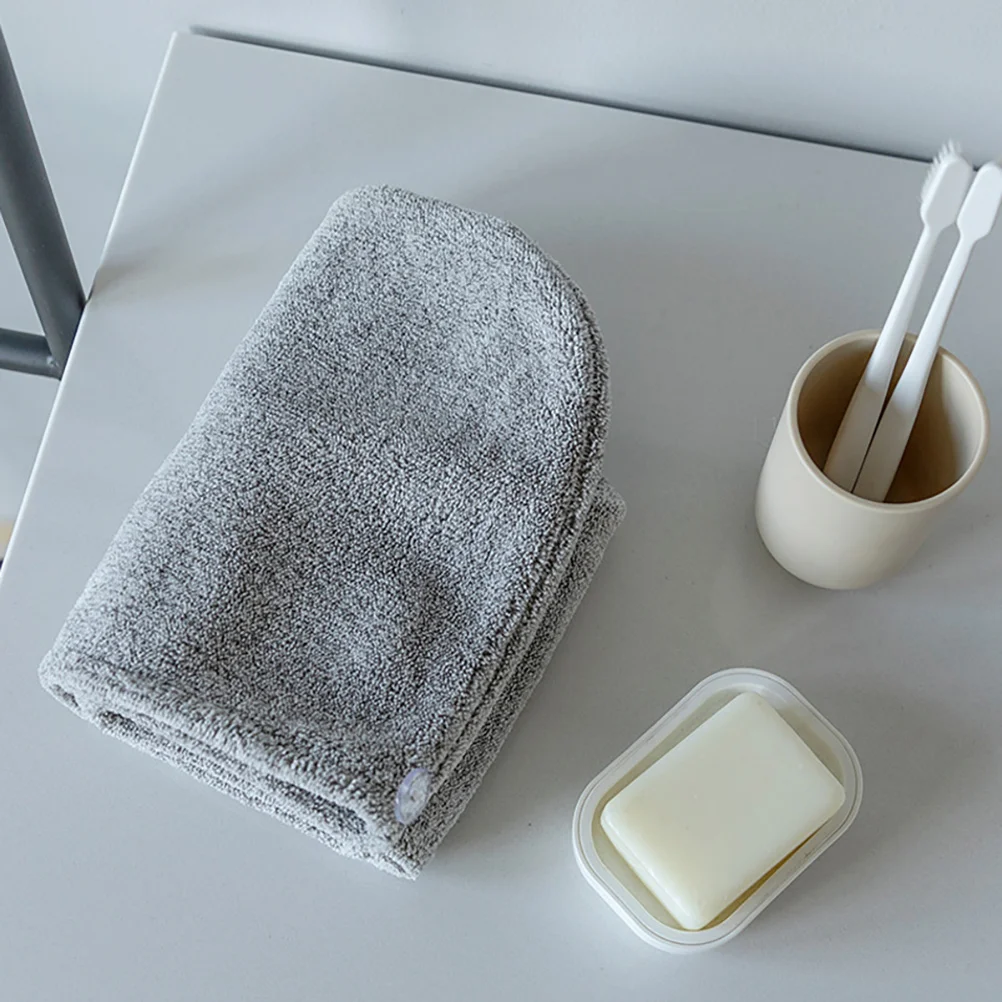 

2pcs Hair Drying Cap Absorbent Quick Dry Bathing Coral Fleece Towel Wrap Women Strip Grey Super Workmanship