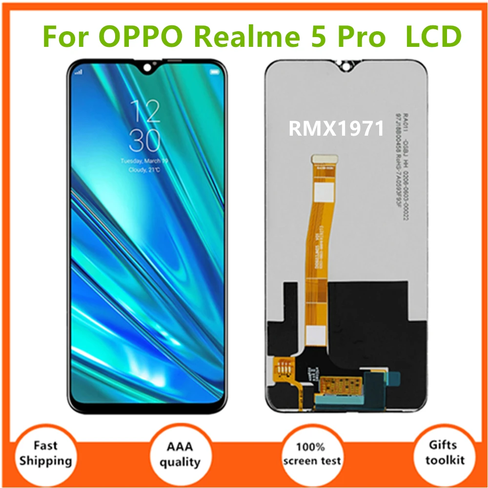 

Дисплей 6,3 дюймов для OPPO Realme 5 Pro LCD RMX1971, сенсорная панель, дисплей для Realme5 Pro, экран дисплея