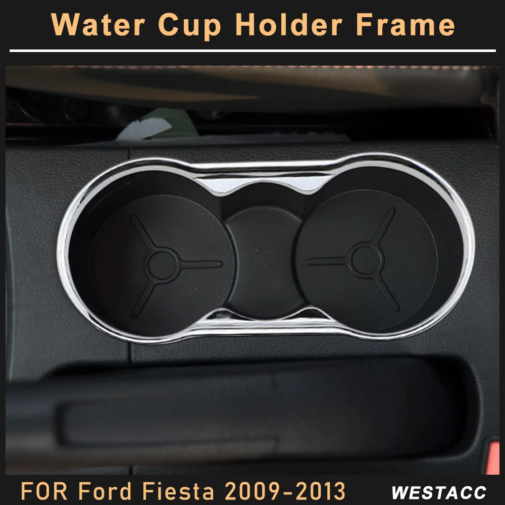 ABS Car Console Water Cup Holder Panel Frame Trim for Ford Fiesta MK7 2009 2010 2011 2012 2013 Decoration Sticker Accessories