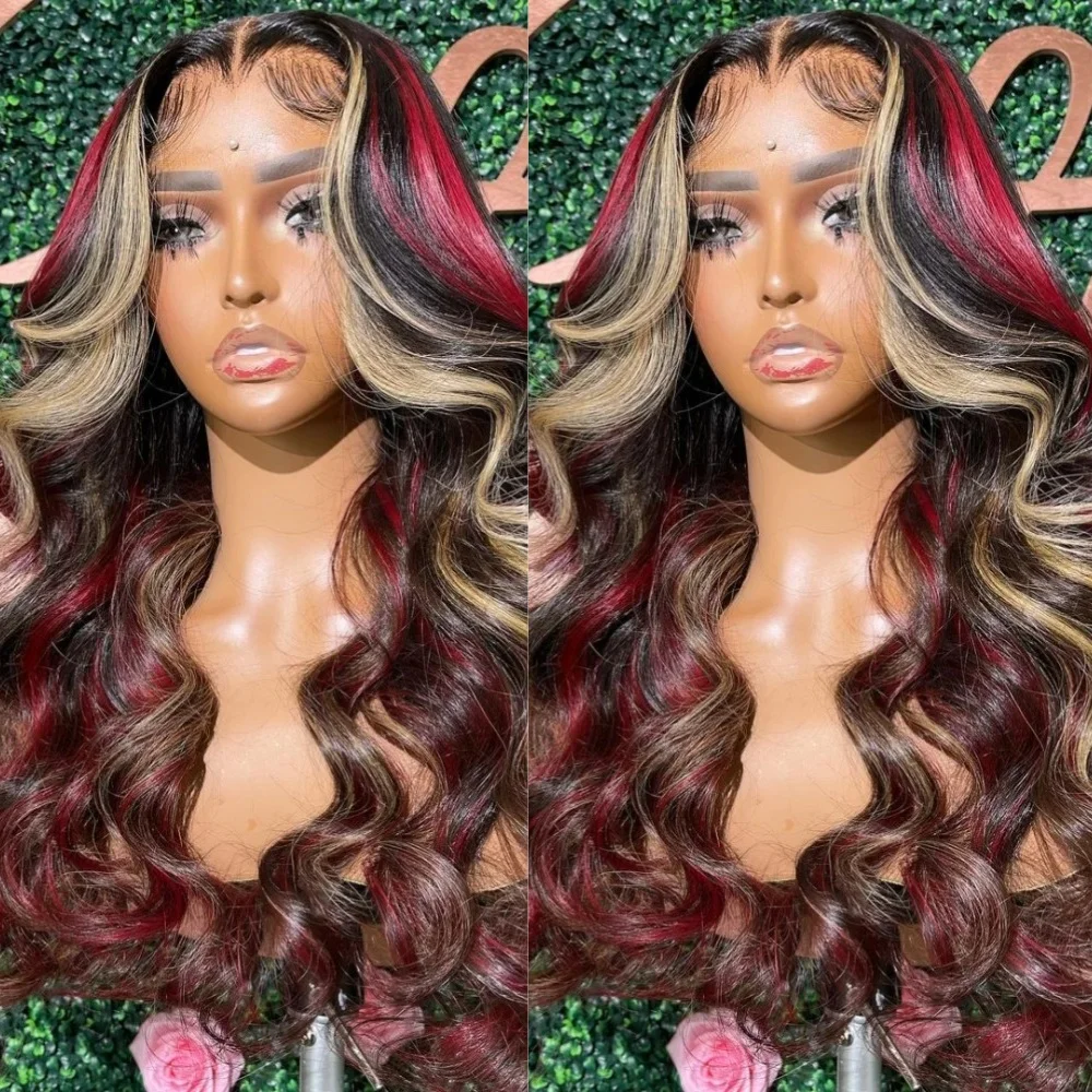 

Бесклеевые синтетические парики фронта шнурка с омбре, предварительно выщипанные с детскими волосами, объемная волна 13x4 HD, парики фронта шнурка для чернокожих женщин