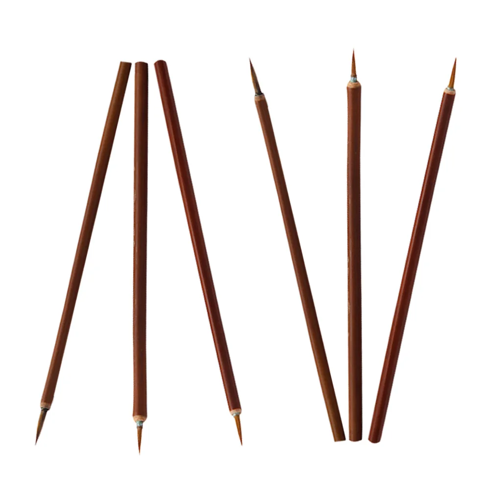 6 Pcs Brush Calligraphy Painting Paintbrushes Watercolor Oil Pens Small Wolf Hair