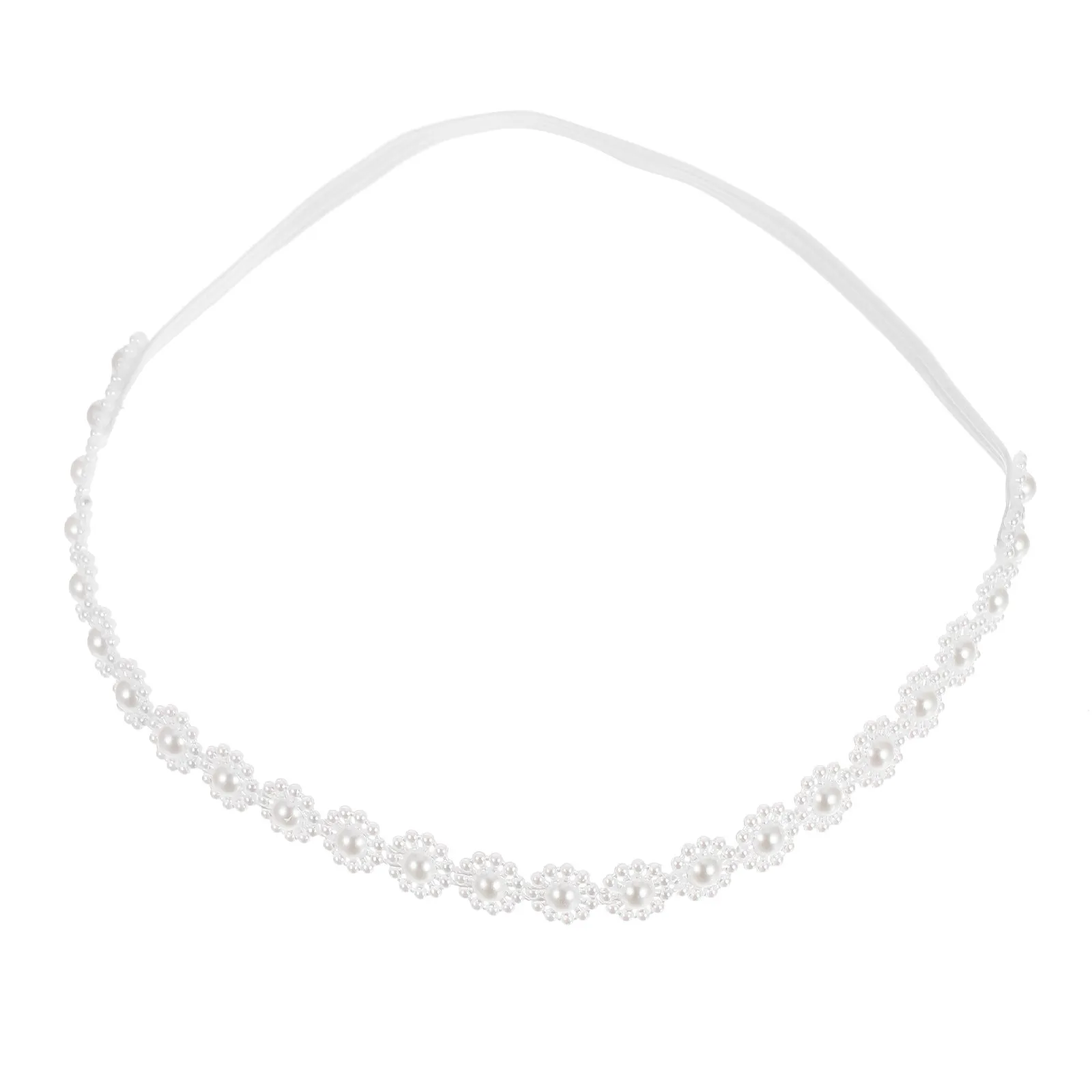 Creamy White Pearl Newborn Headband for Baby Girls – Soft Elastic Hairband for Infant Photography & Milestone Photos