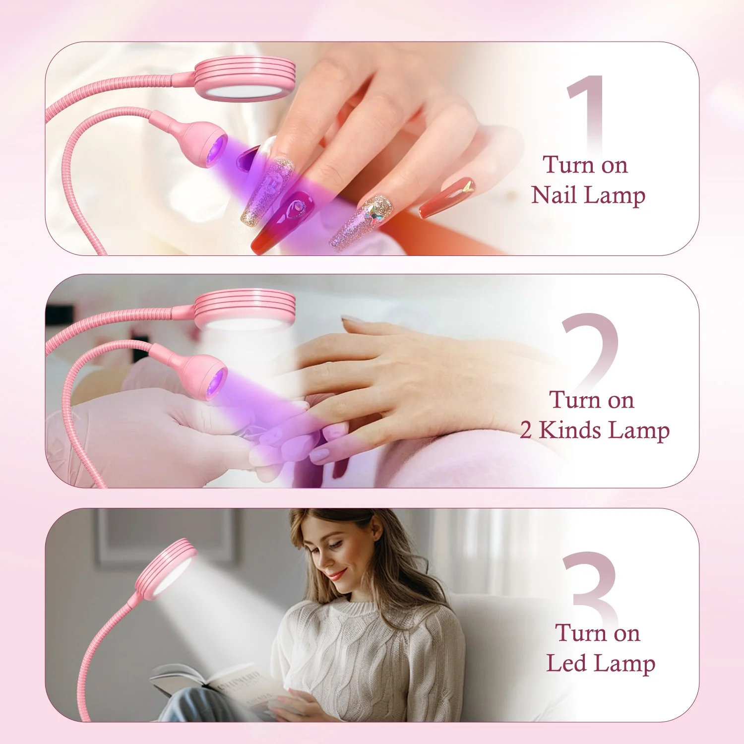 مسمار مصباح الأشعة فوق البنفسجية Led أضواء مجفف مزدوج الرأس الأشعة فوق البنفسجية مرنة كليب على مكتب صغير USB هلام علاج مانيكير باديكير أدوات الصالون