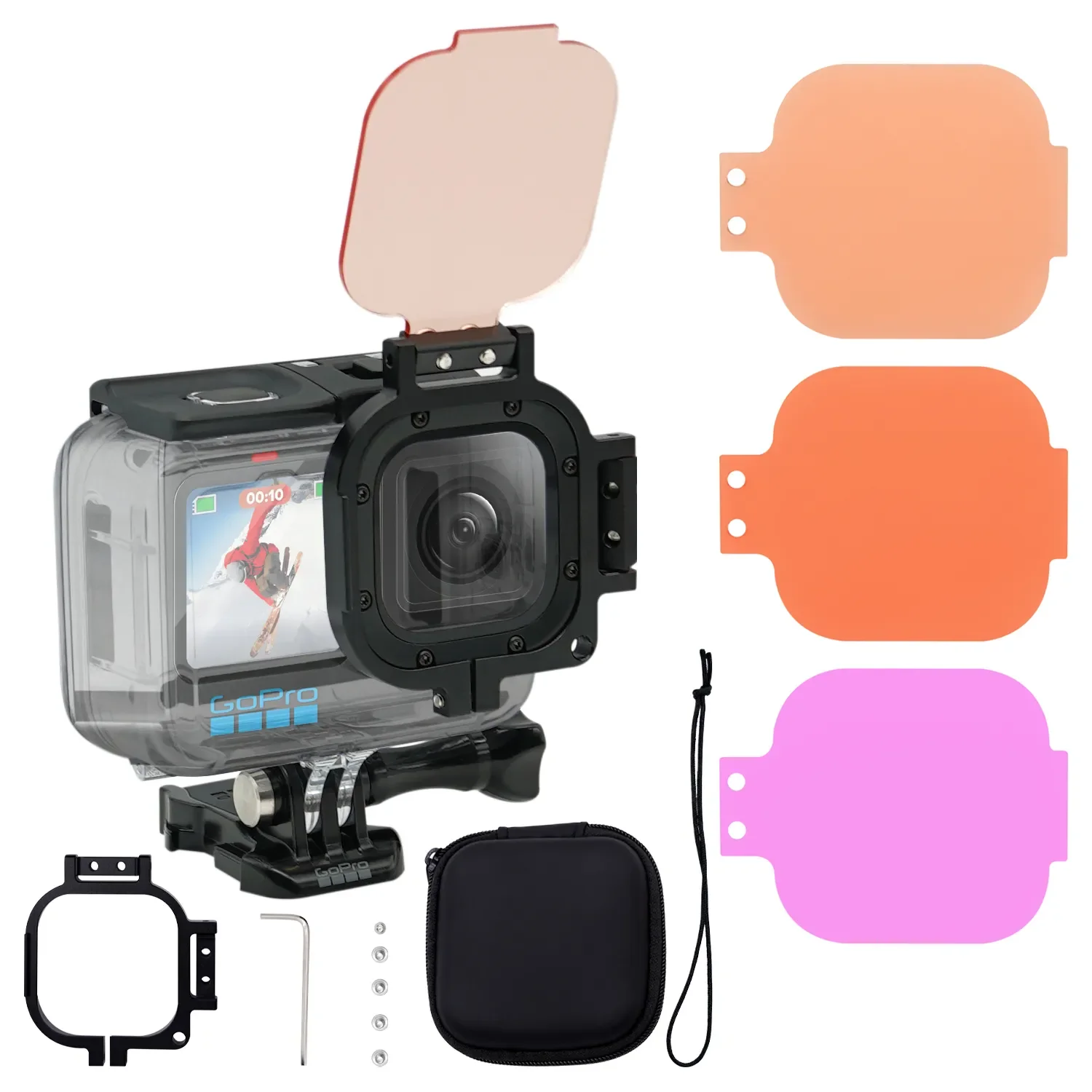 Red Filter For Gopro Filter Kit With Dive Filter For Gopro Hero 8, 9, 10, 11, 12 Free Scuba Diving Photography Accessories