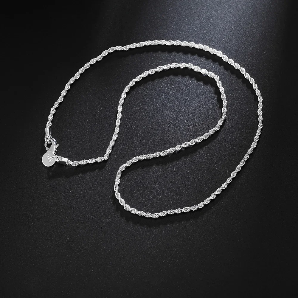 Hot 2MM Twisted Rope Chain 925 Sterling Silver Necklace for women Mens  Fashion luxury party wedding Jewelry Charm Holiday gifts