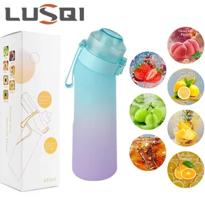 Lusqi Air Pavored Water Bottle 7 맛 포드 스포츠 패션 짚 트리탄 플라스틱 컵 야외 스포츠 피트니스에 적합합니다. 12 최고의 판매 향이 생수 -19