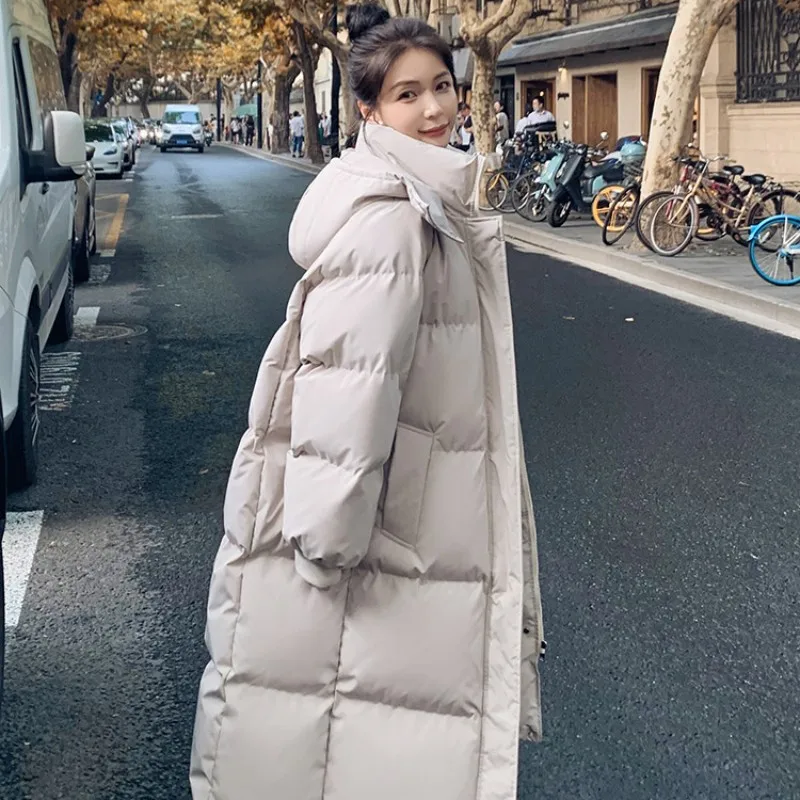 

New Bread Suit Down Cotton Women's Winter Clothing 2023 Korean Version Loose Cotton Jacket Length Thick Warm Trench Coat Female