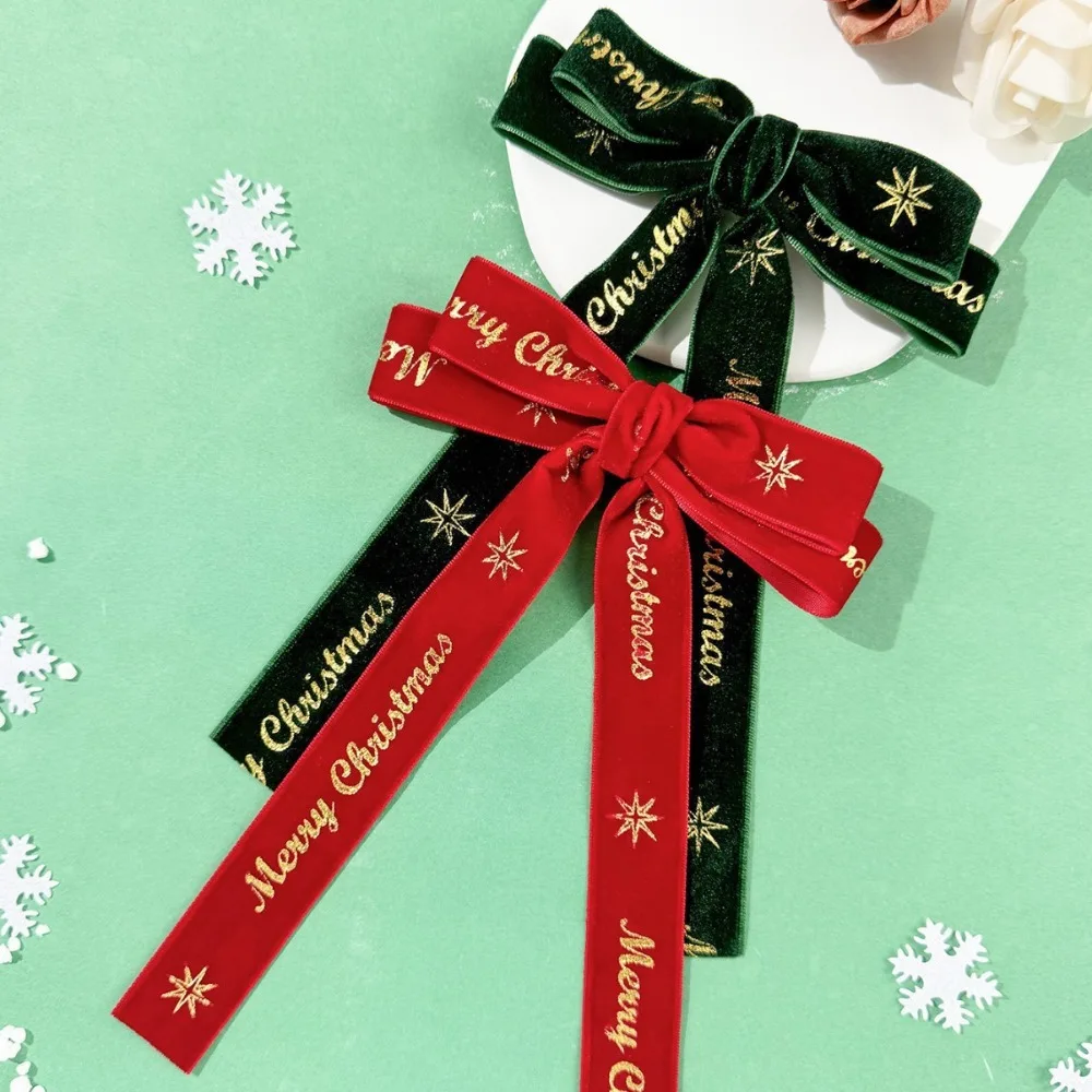 

Four Seasons Alloy Christmas Hair Clip Sweet Red Bow Hair Accessory Duckbill Clip Sparkling Velvet Ribbon Headdress Gifts