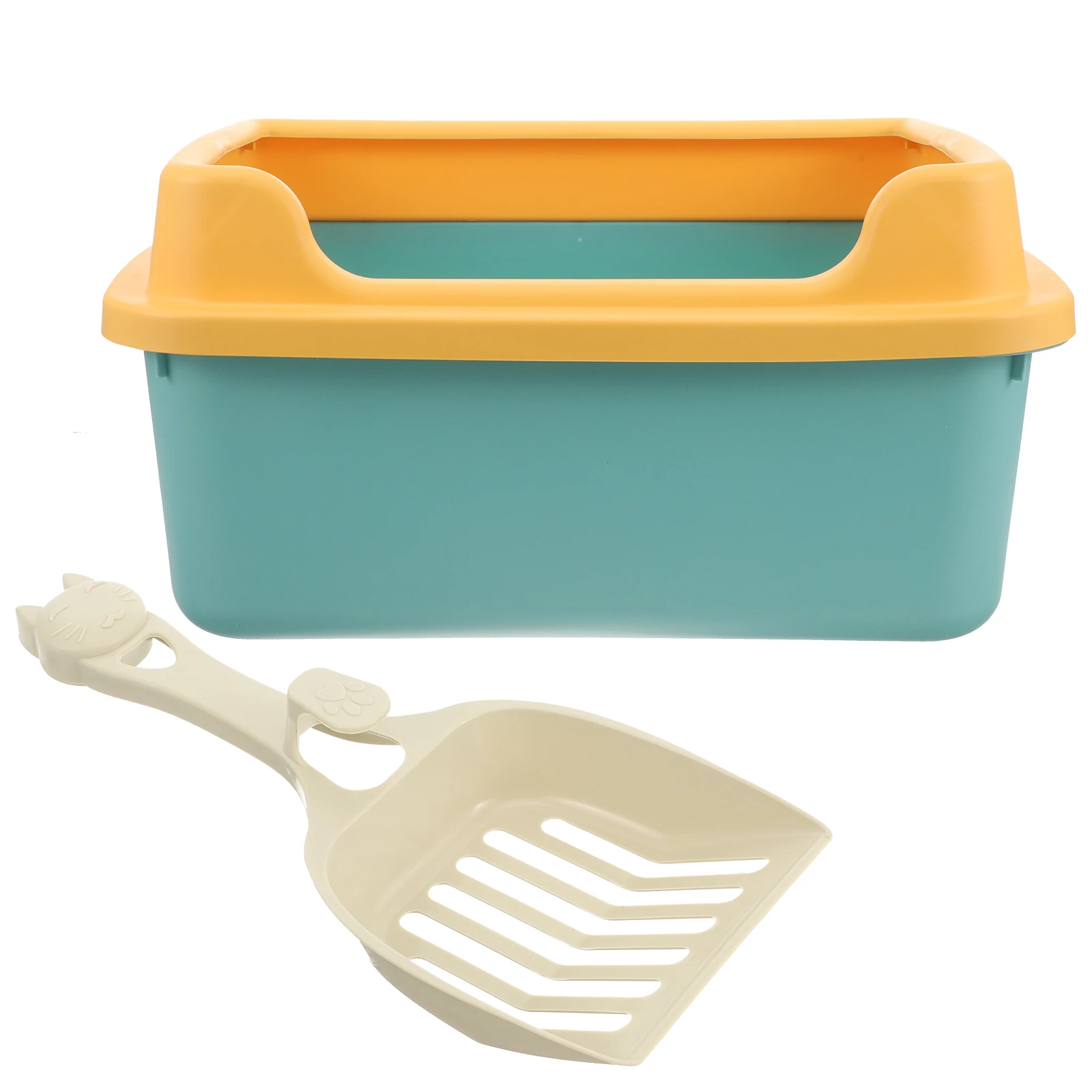 

Cat Litter Box Semi Enclosed Small Green Size Spill Prevention Large Opening Cleanliness Kittens Puppy Travel