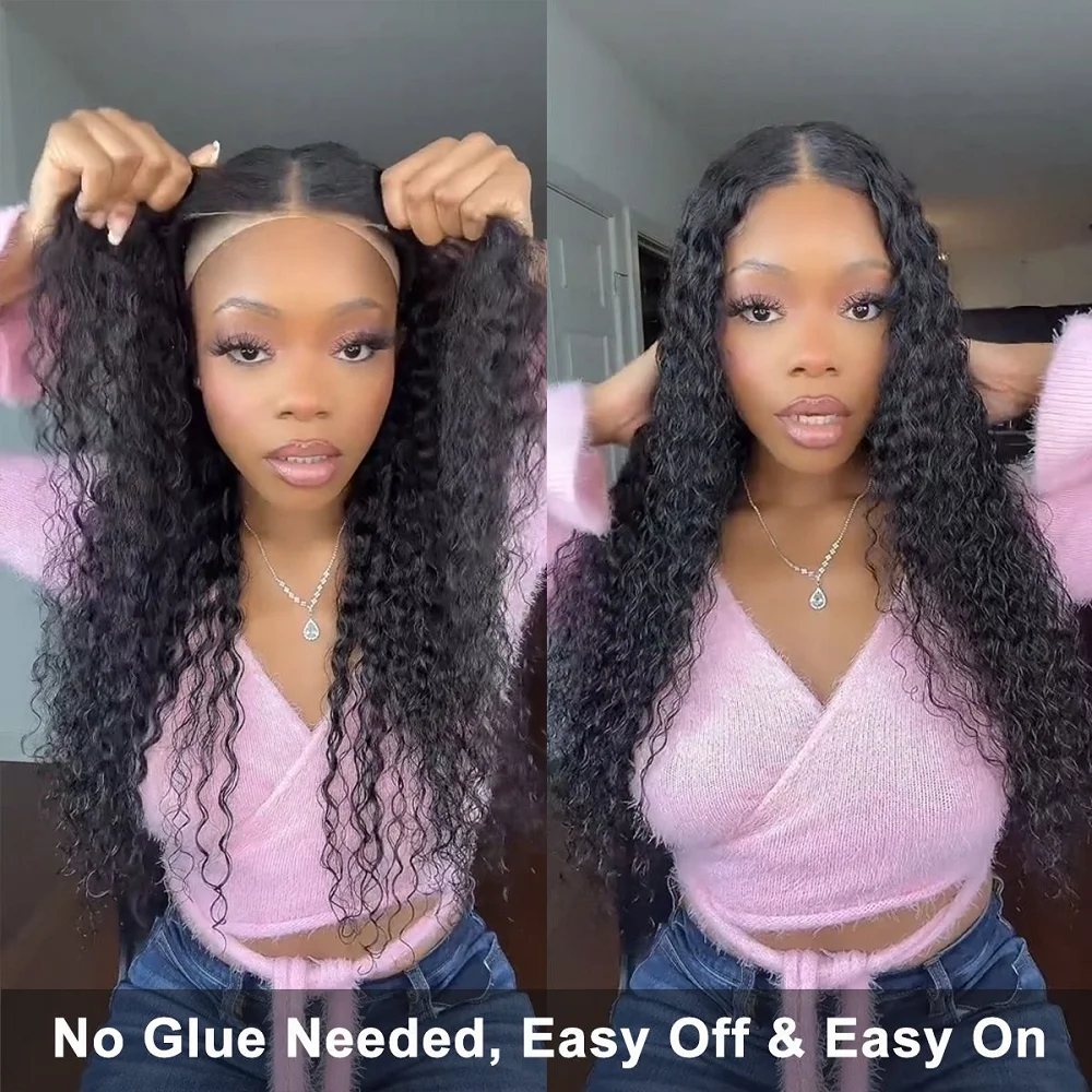 32 Inch Glueless Wig Human Hair For Women Brazilian Deep Wave Lace Front Wig Human Hair Pre Plucked Pre Cut 4x4 Lace Closure Wig