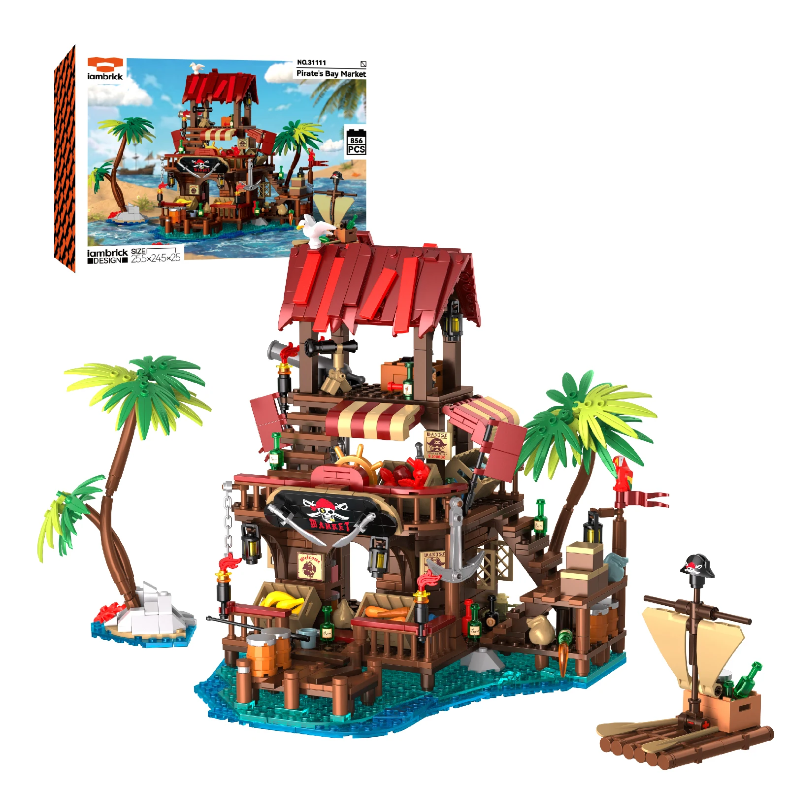 856 pezzi Mercato al mare Casa Building Blocks Modello Set Assemblaggio MOC Mattoni Ornamenti Kid Decorazione da tavolo fai da te Giocattoli