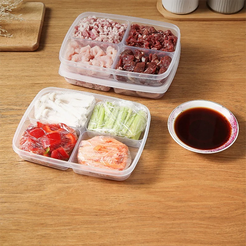 2Pcs Refrigerator Storage Box Freeze Meat Compartment Food Sub-Packed Egg Storage Box Refrigerator