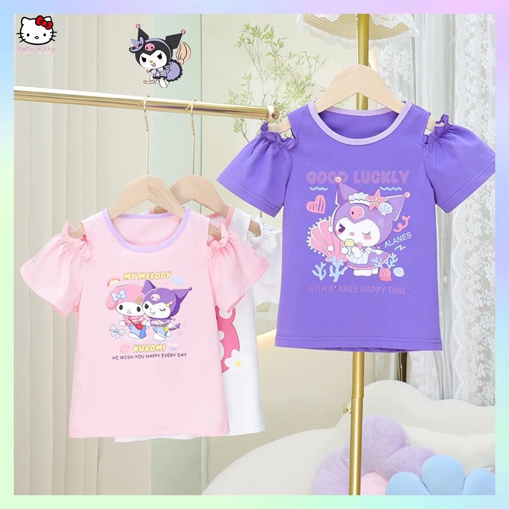 

Cinnamoroll Sanrioed детская юбка со складками аниме Kuromi Melody Kawaii Новая летняя милая девочка пуловер Топы
