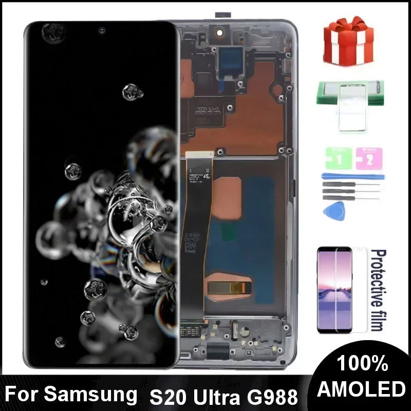 

6.9" AMOLED LCD Screen For Samsung Galaxy S20 Ultra G988 G988F G988B/DS G998U 5G Lcd Display Touch Screen Digitizer Assembly