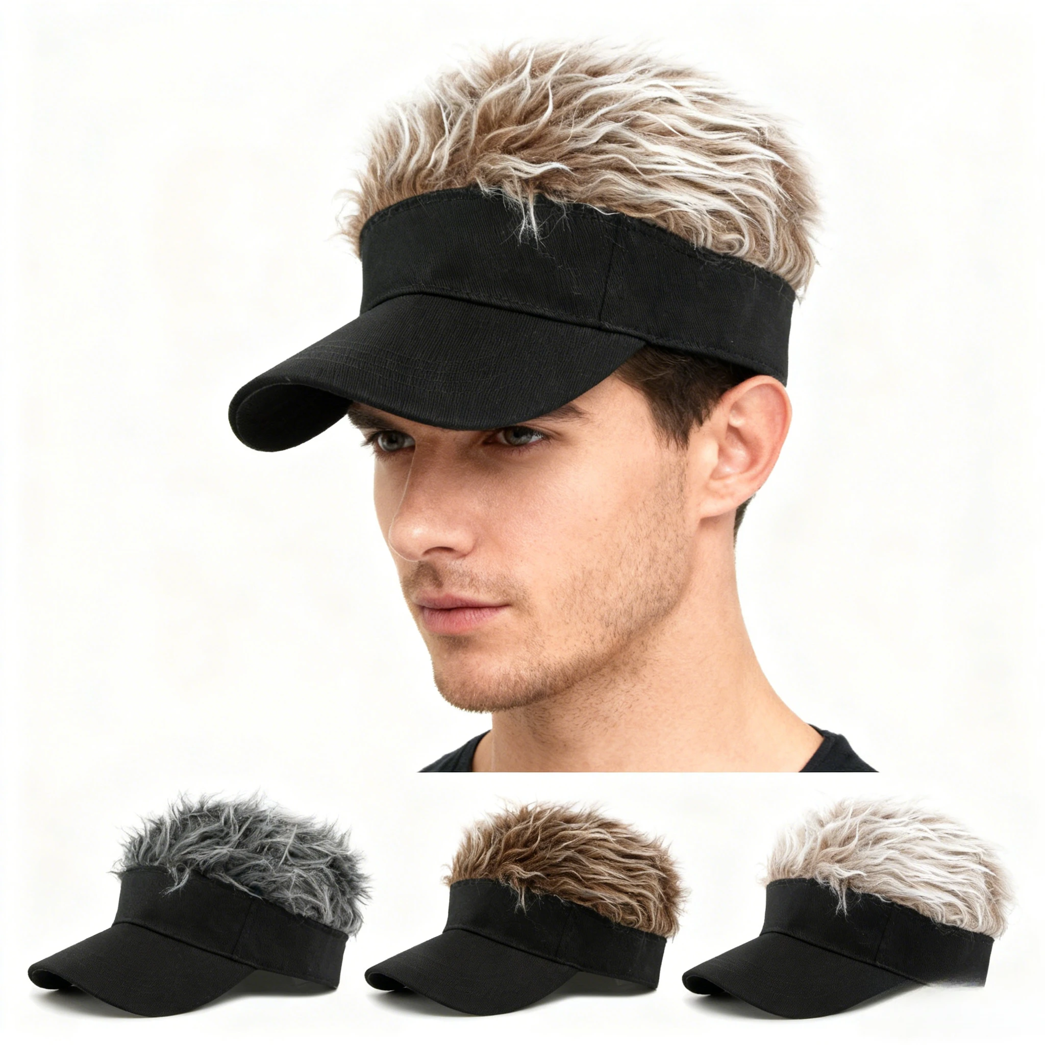 

Мужской забавный парик из искусственных волос, бейсболка, осенне-зимний кляп, подарок, новинка, шляпа для папы, регулируемая 55-59 см