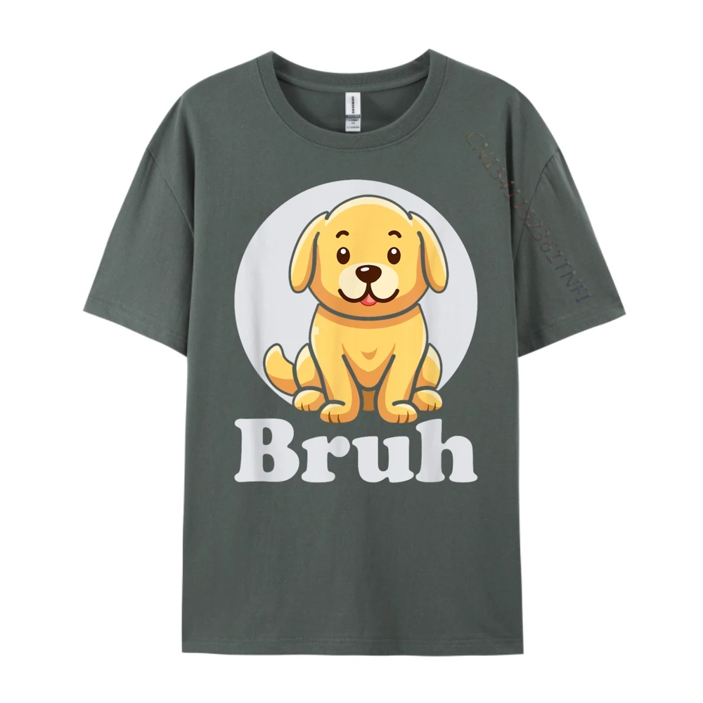 جرو يقول Bruh رائعتين الكلب الفكاهة أزياء الرجال الجرافيك تيز الفاخرة تي شيرت رجالي بلايز عيد الأب