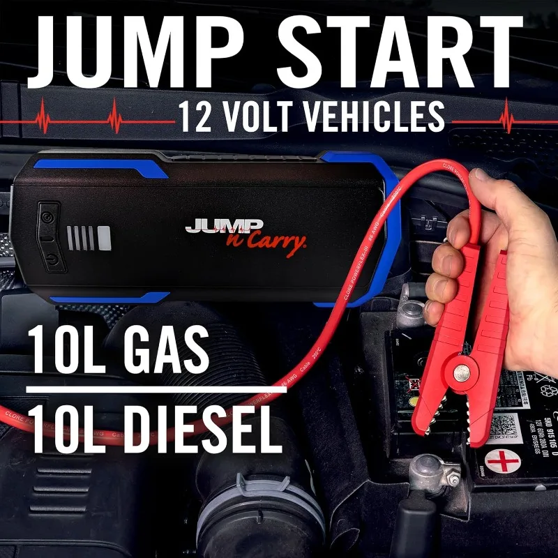 JNC345 Jump N Carry 12 Volt Lithium Jump Starter 4000A, 550 Start Assist Amp for up to 10 Liter Gasoline and 10 Liter Diesel