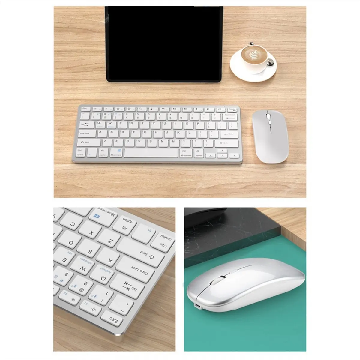 goodidea Wireless Keyboard and Mouse Kit Rechargeable 2.4G Bluetooth Combination Keys for IOS/Android/Windows Keyboard Gray