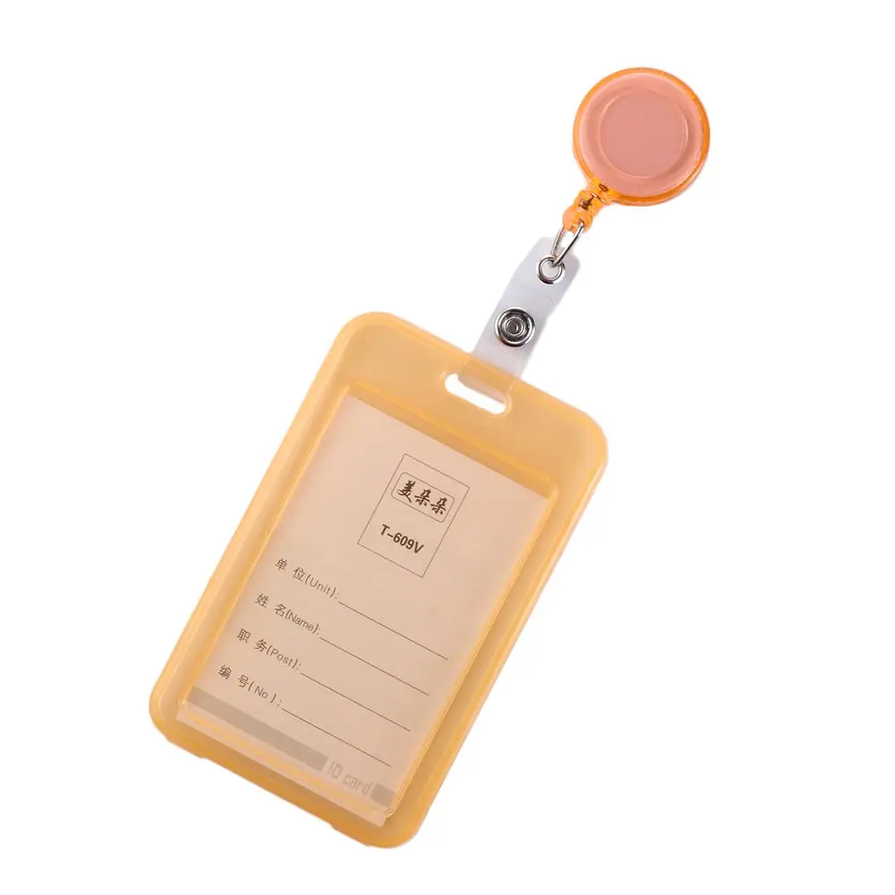 

School Supplies Work ID Card With Chain Student Card Sleeves Transparent Card Cover Credit Cards Protector Bus Card Holder
