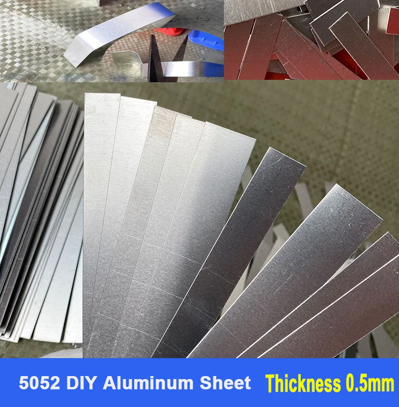 0.5mm Thick 5052 Aluminum Flat Sheet Anti-Rust DIY Handmade Folding Small Thin Metal Foil Strip for Model Making and Repair