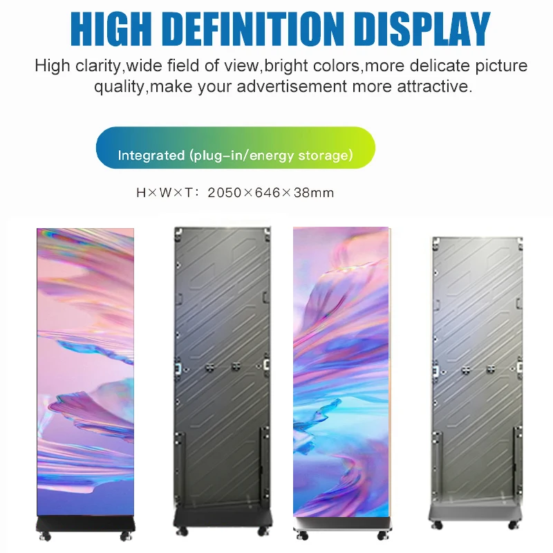Foldable IP65 LED Poster Screen High Brightness Fine Pixel Pitch Digital Signage Aluminum Frame Portable P2.5