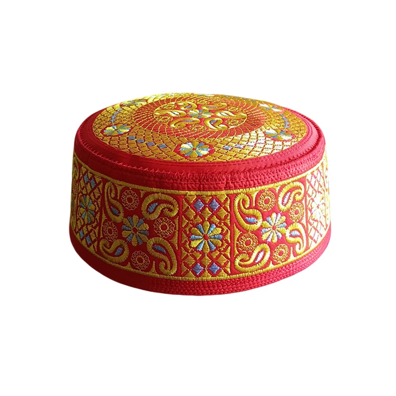 New Boys Muslim Men Prayer Cap Hat Embroidery Saudi Arabia Islamic Hat Cap Kids Headscarf Topkippot Turban Leisure Saudi Cap