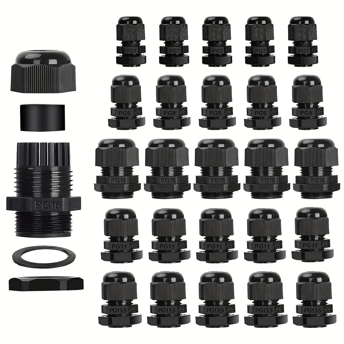 

Cable Gland M8 M10 M12 M16 M20 PG7 PG9 PG11 PG16 Waterproof Cable Glands Plastic Nylon Cable Connector IP68 for Electrica Wire
