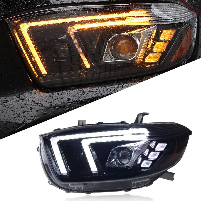 LED Headlights For Toyota Highlander Kluger 2007-2011 LED Head Lamp DRL With Moving Turning Signal