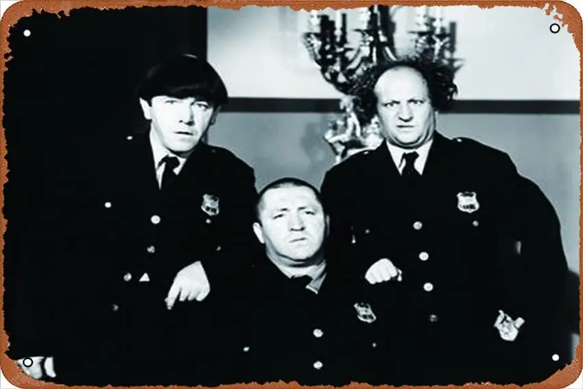 The Three Stooges: Law and Order Vintage Retro Metal Tin Sign Pub Bar Man Cave Club Cafe Decoration 8 x 12 inch