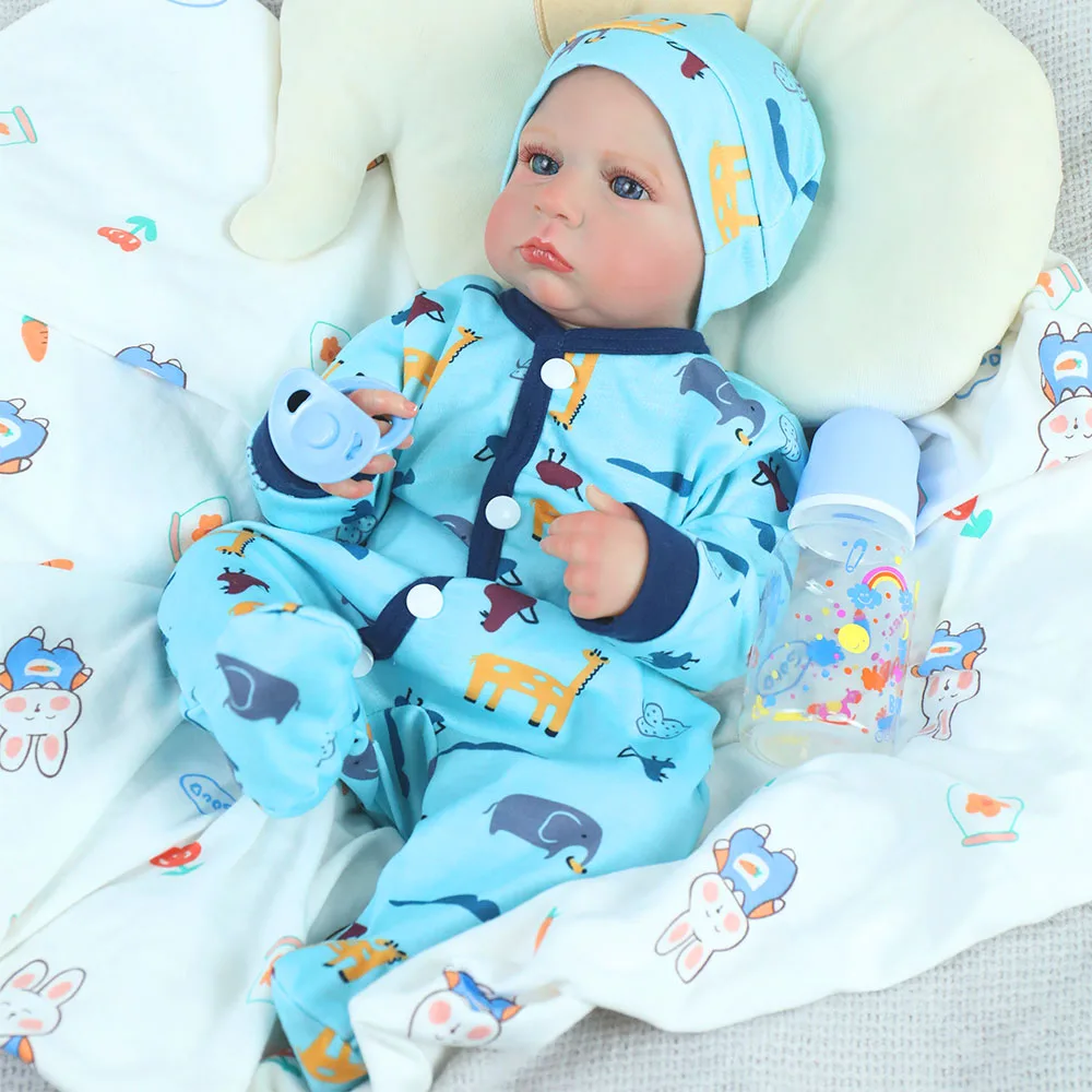 Bonecas reborn realistas de 18 polegadas, corpo de vinil macio completo com cabelo pintado à mão, pele 3d, veias visíveis para presentes de aniversário de crianças