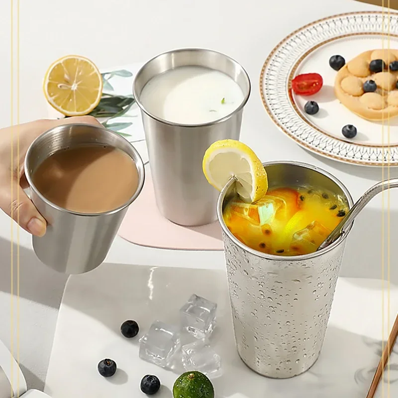 Stainless Steel Gold Cups Insulated Metal Cup 304 Drinking Beer Mug Metal Travel Drink Cup 200/260/300/350/400/500/600ML