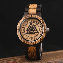 BOBO BIRD Viking Men's Watch Wooden Wristwatch Male Timepieces Customize Gift For Men With Wood Box