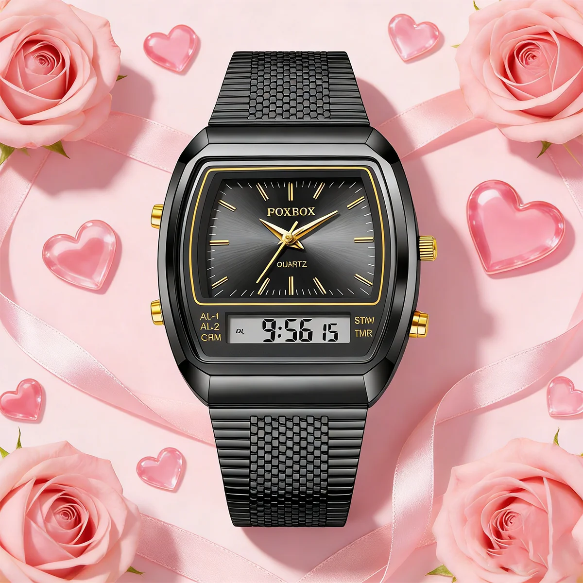 

Мужские часы FOXBOX 2026 Luxury, спортивные, модные, цифровые, водонепроницаемые, с люминесцентным покрытием, стальные, кварцевые, наручные часы, подарок на День святого Валентина