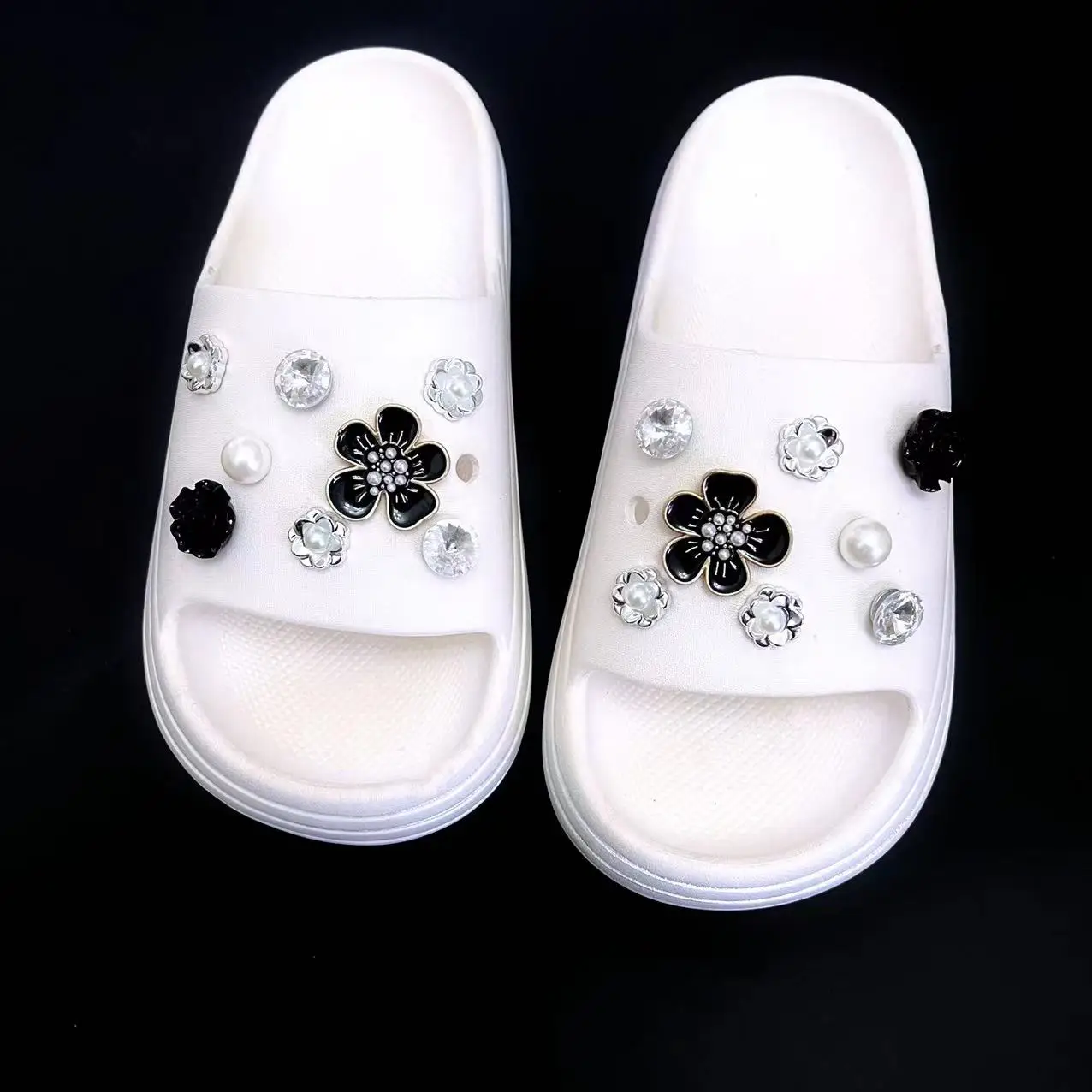 Vintage design sun flower pearl assembly Shoe Decoration DIY shoe Buckle for hole Charms  send of girls woman gifts