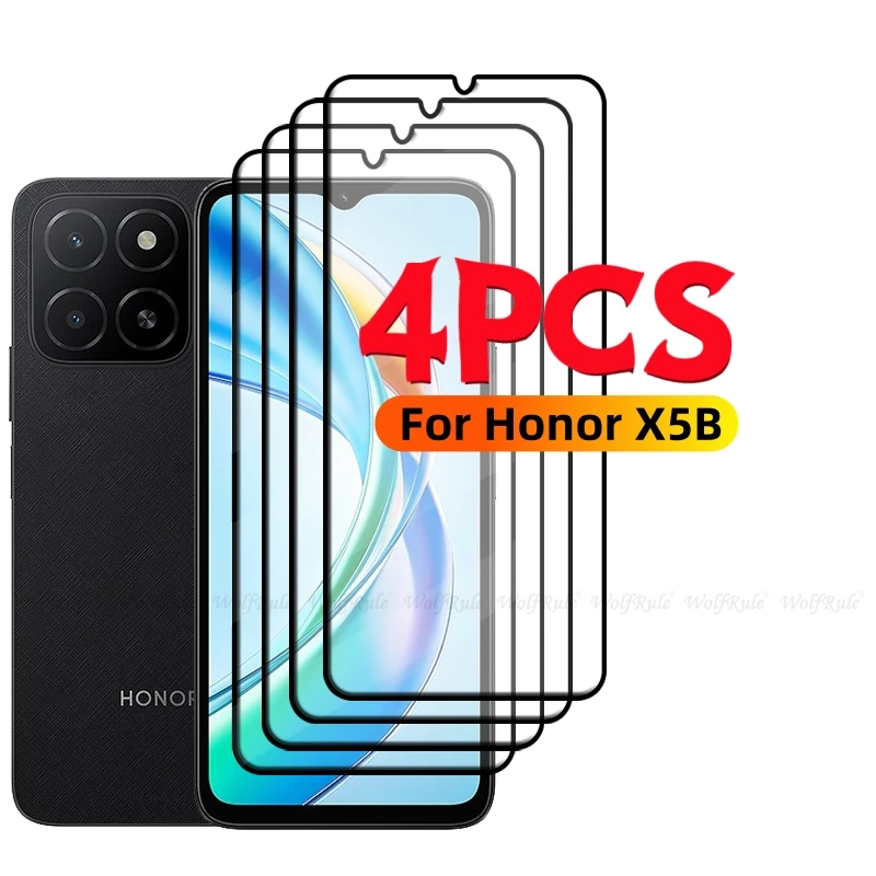 1/2/3/4pcs For Huawei Honor X5B Glass Honor X5B Tempered Glass Phone Protective Full Cover Glue 9H HD Screen Protector Honor X5B