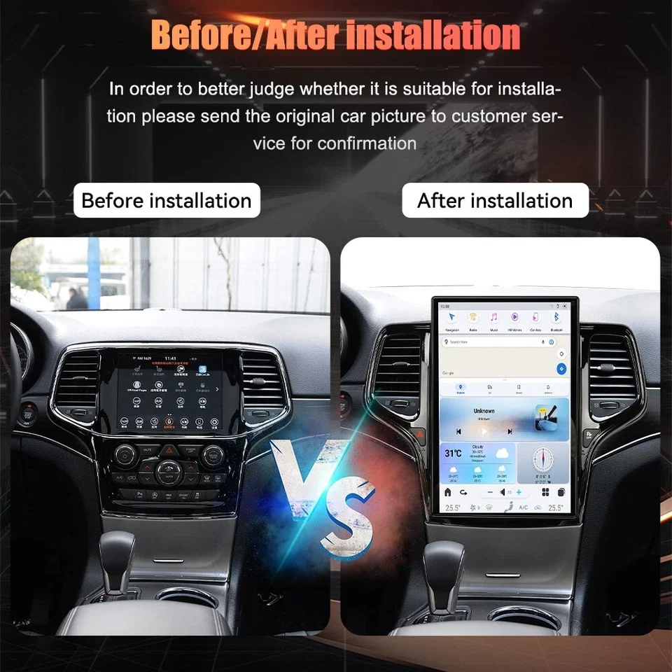 14.5 Inch Vertical Screen Android 13 For Jeep Grand Cherokee 2014-2020 Car Radio GPS Navigation Multimedia Player Head Unit