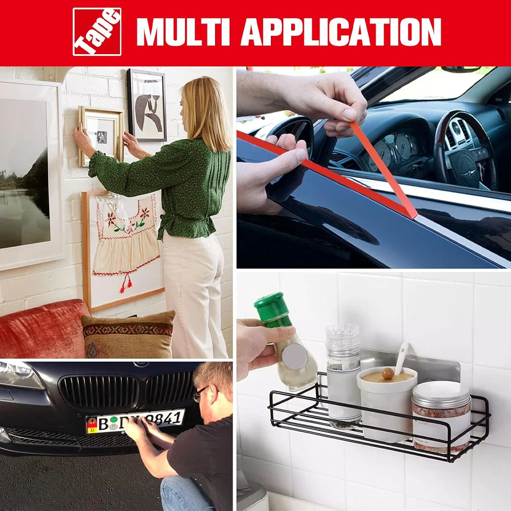 Cinta de esponja de espuma de doble cara, cinta adhesiva de doble cara para montar, longitud de 10m