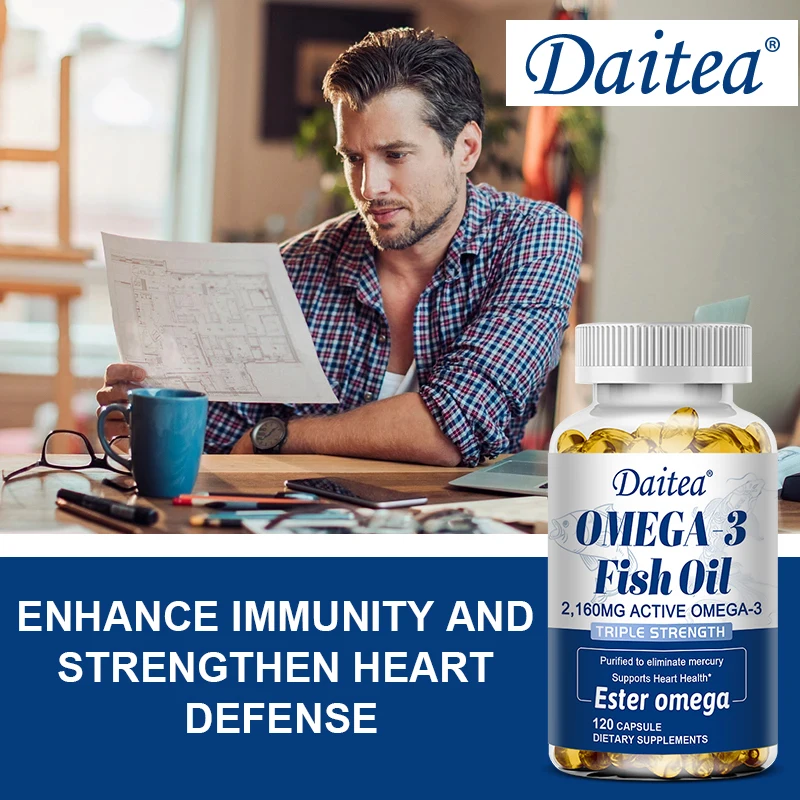 Omega 3 Fish Oil Concentrate Supplement - Rich in EPA and DHA, Helps with Heart Health, Strengthens Bones, Joints, and Immunity