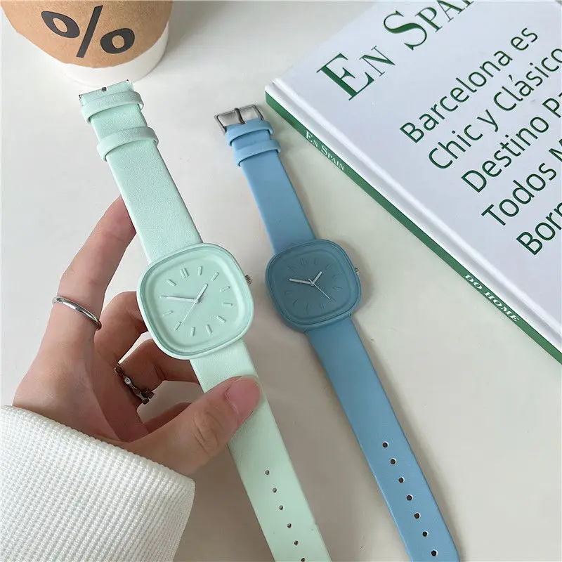 UTHAI H109 New Watch Macaron Candy Watch Women\'s High Beauty Quartz Watches Student Milk Tea Creative Fashion Art Watch Clock