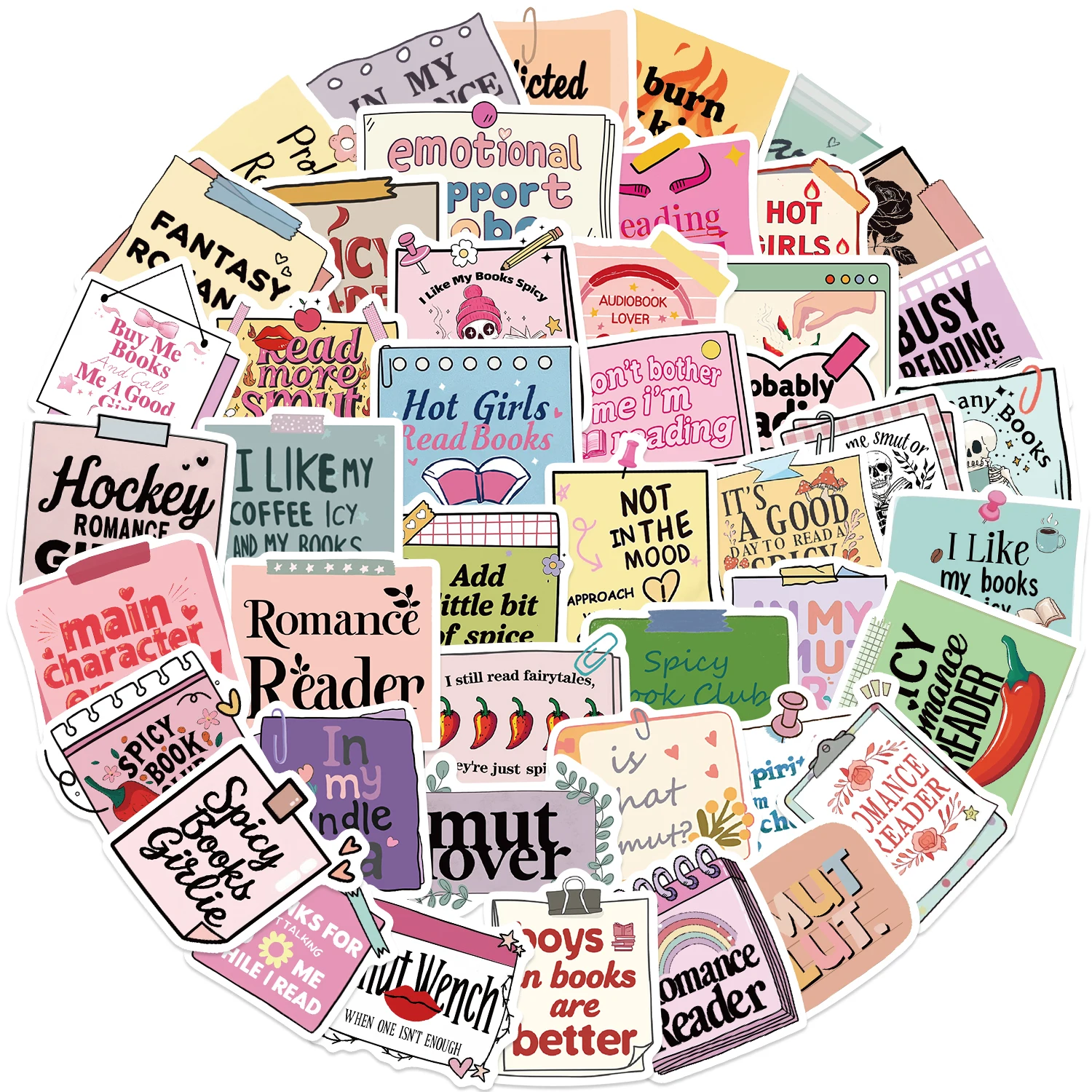 50PCS Bookish Sticky Note Scrapbook Stickers Diary Laptop Luggage Skateboard Graffiti Decal Fun Stylish Classic Toys