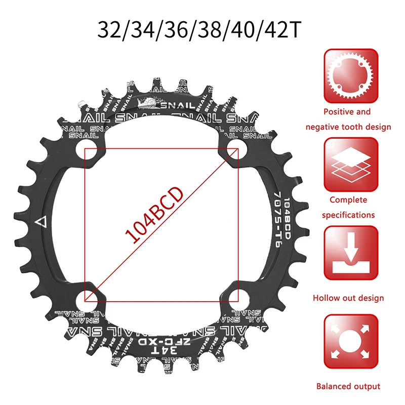 Positive And Negative Toothed Discs Single Discs SNAIL Mountain Bike Discs 32T 34t 36T 38T