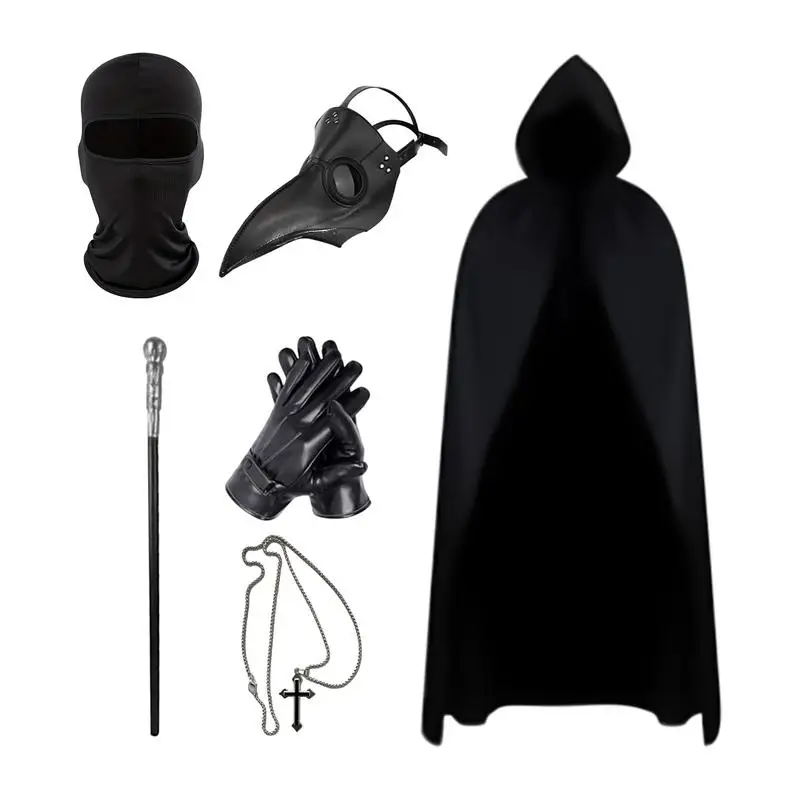 

Halloween Costumes For Adults Steampunk Outfits Set Cloak Robe Funny Steampunk Cosplay Masque Costume For Unisex Men Women