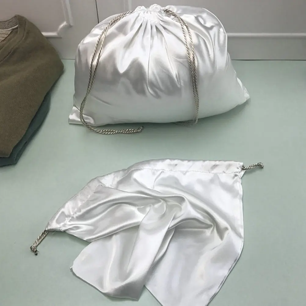 

4Pcs Premium Silk Satin Drawstring Storage Bags Lightweight Travel Organizers for Makeup Toiletries Underwear Gym Spa Pool