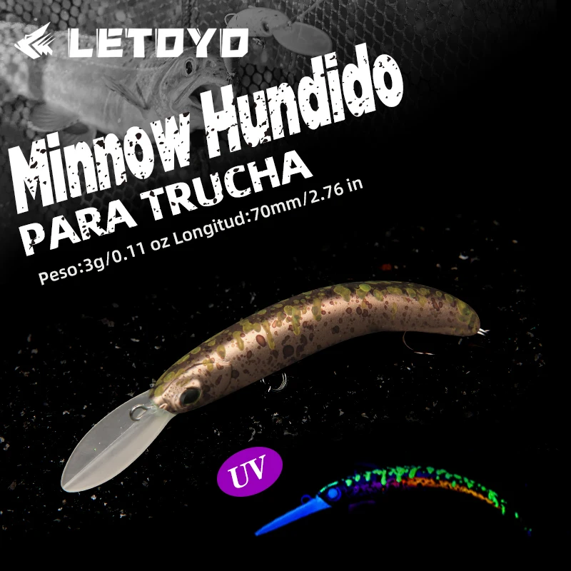 LETOYO 3g 55mm hundimiento Minnow área trucha cebo Artificial señuelo duro Wobblers Minnow Pike cebo perca trucha lubina señuelo de pesca