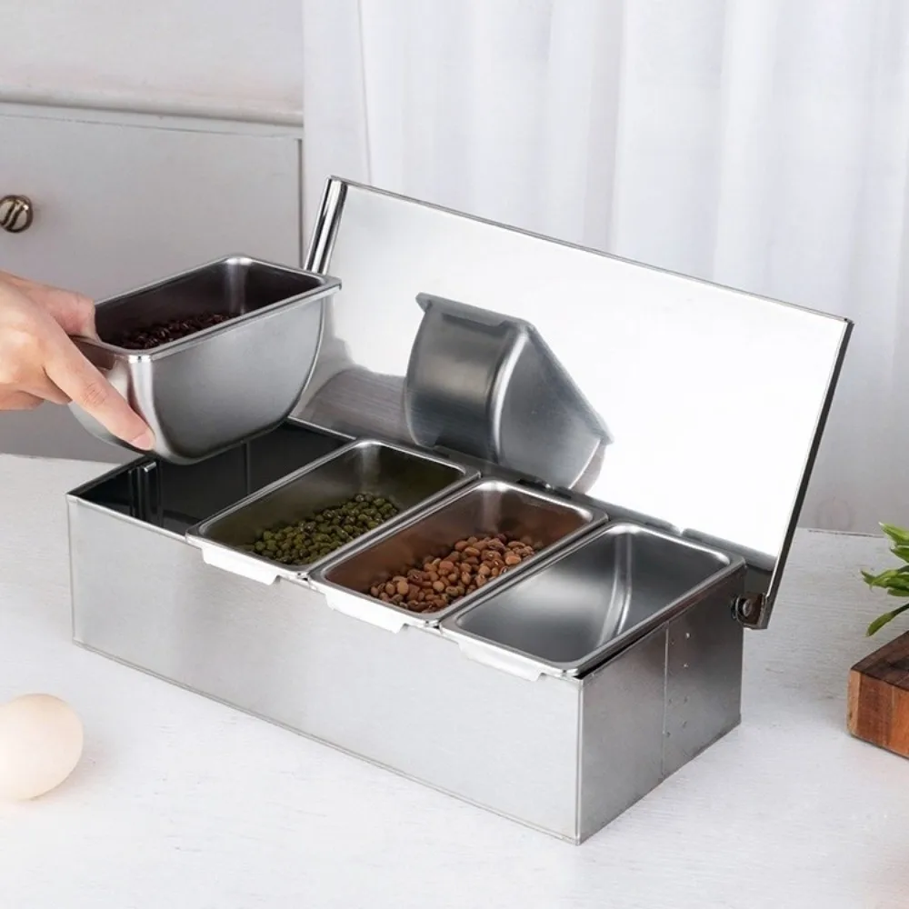 Коробка для приправ из нержавеющей стали, 3/4/5/6, контейнер для приправ для рыбного соуса, легко моется, съемные инструменты для бокового блюда в ресторане