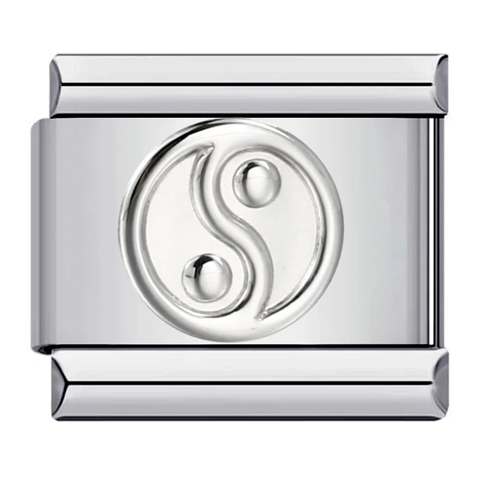 26 English A-Z Letter Name Custom 9mm Link Charms Silver Color Italian Stainless Steel Bracelet DIY Jewelry Making Hand Chain