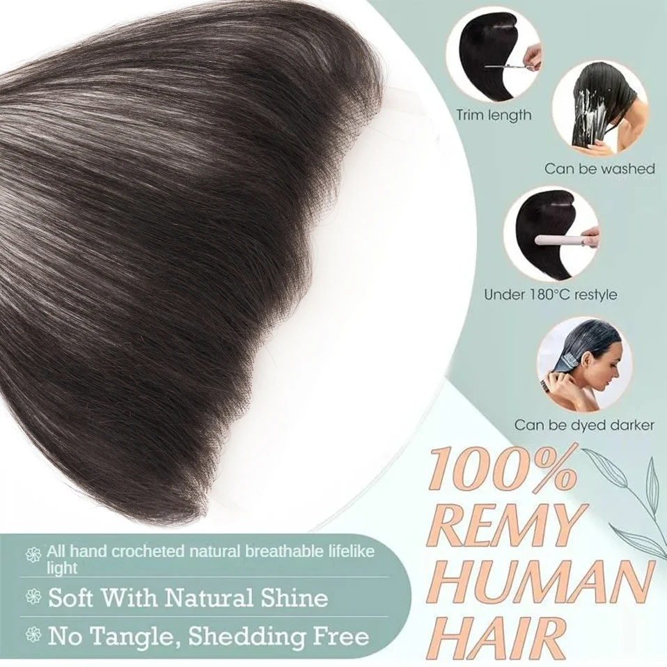 13X2 بوصة المنسوجة يدويا الشعر البشري الدانتيل أمامي للنساء Receding خط الشعر توبر الجبين شعري مع تعديل خط الصيد #4