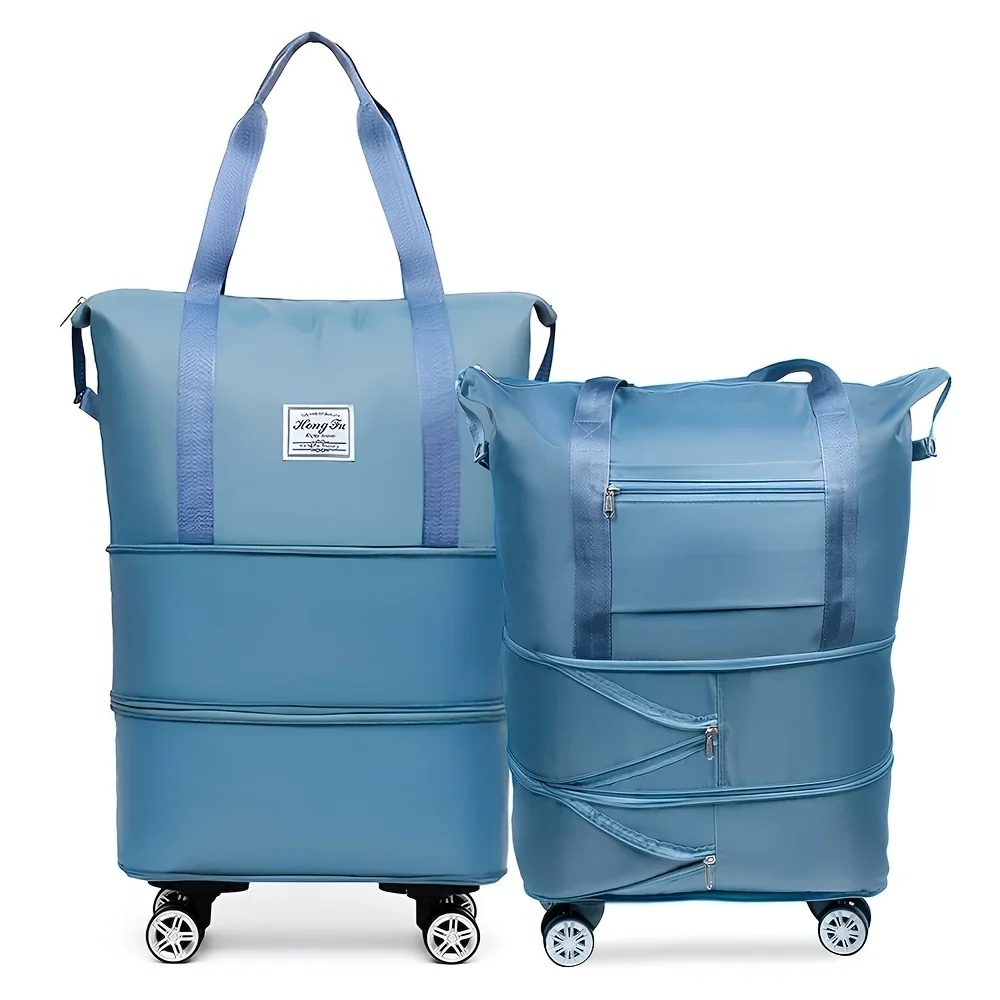 قطعة واحدة من حقيبة القماش الخشن للسفر من قماش أكسفورد - متعددة الوظائف، سميكة، 3 طبقات قابلة للتوسيع، سعة كبيرة جدًا، يمكن غسلها يدويًا