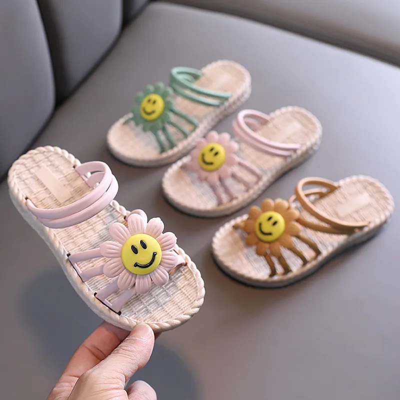 Girls Slippers Summer Children's Fashion Indoor Home Slipper Shoes Cute Smile Flower Princess Sandals Kids Beach Shoes CSH1332