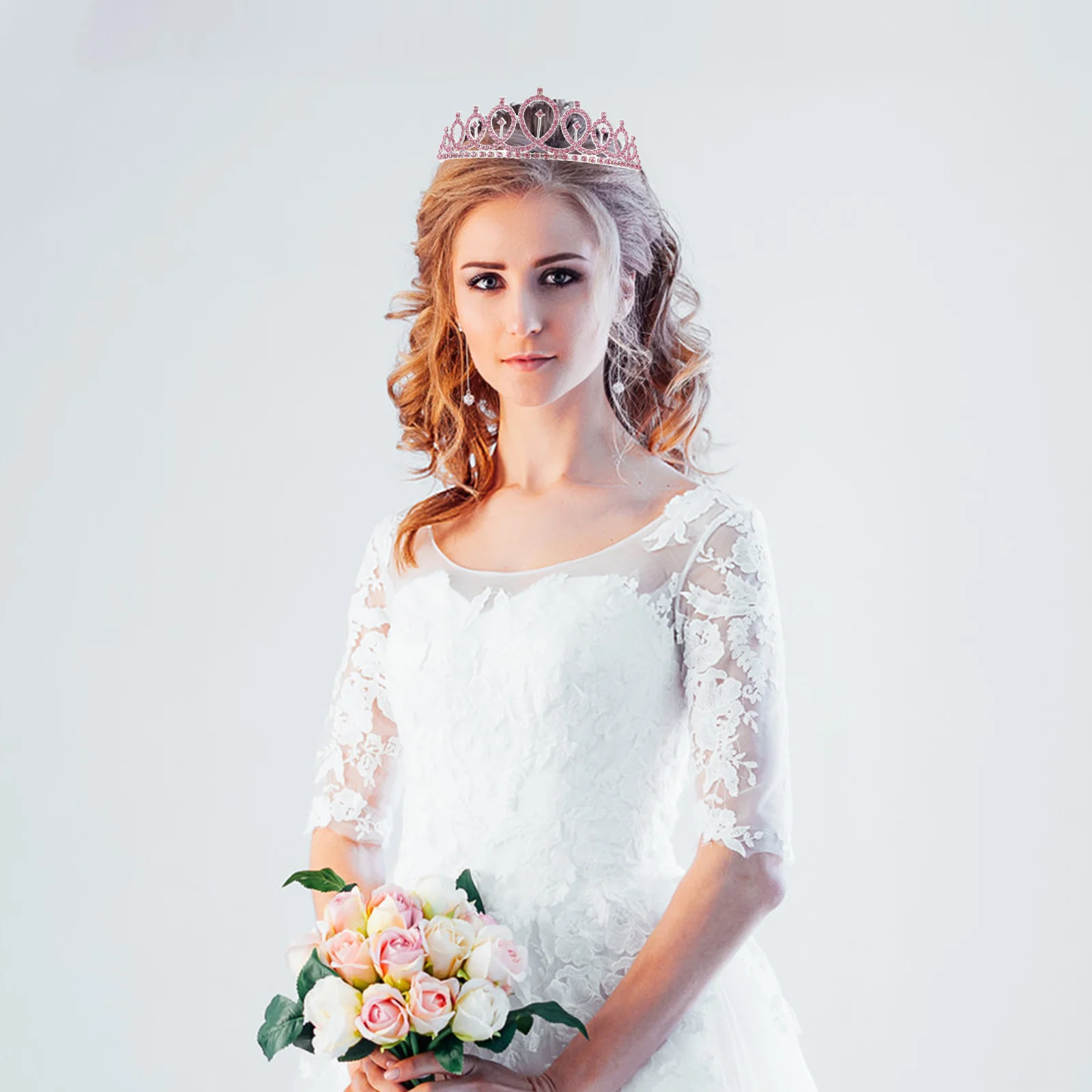 

Lightweight Bride Crown Wedding Headdress Rhinestone Tiara for Bridal Hairstyle Wedding Party Zinc Alloy Bride Crown
